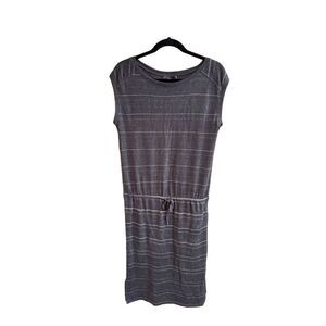 prAna Janey Dress Gray Striped Knit Jersey Knee Length Casual S